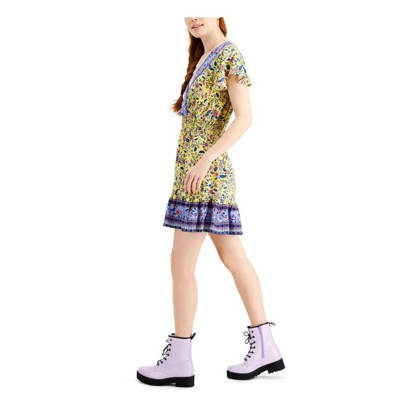 BEBOP Womens Flutter Sleeve Surplice Neckline Dress - Picture 3 of 4